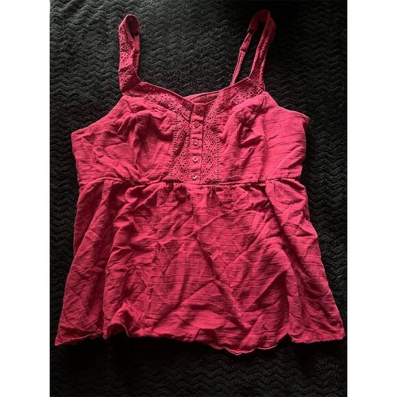 Torrid 1  Red Babydoll Cotton Window Pane‎ Pullover Front Tank 1x 14-16 - Picture 3 of 9